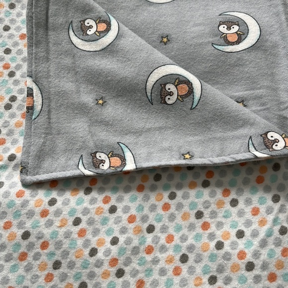 Gray owl baby flannel receiving blanket - Picture 7 of 8